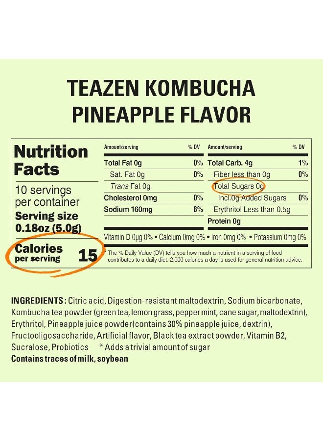 Teazen Kombucha Pineapple Probiotics - 10 Sticks - Image 2